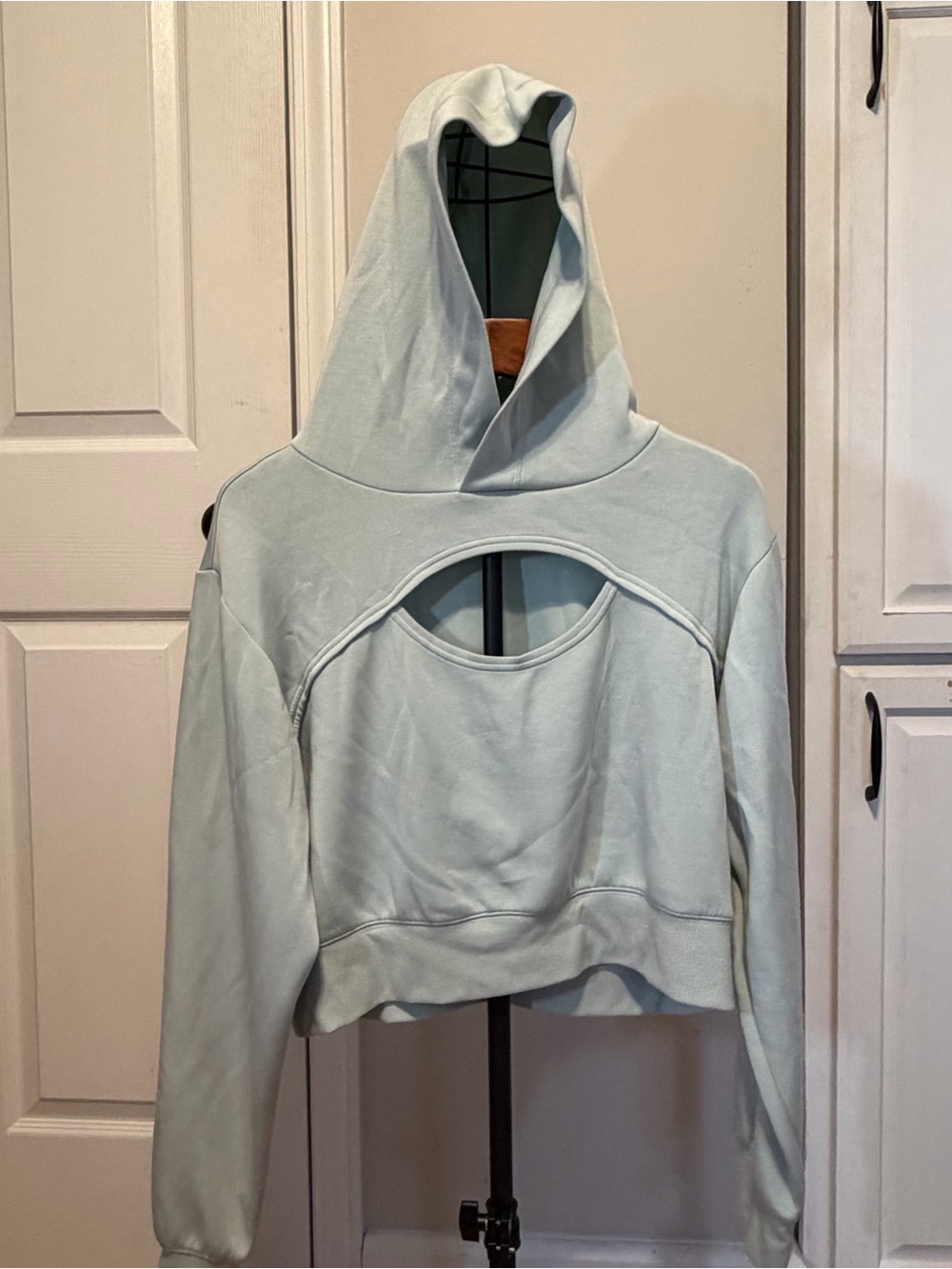 Gilly Hicks Light Mint Hooded Cutout Crop Sweatshirt
